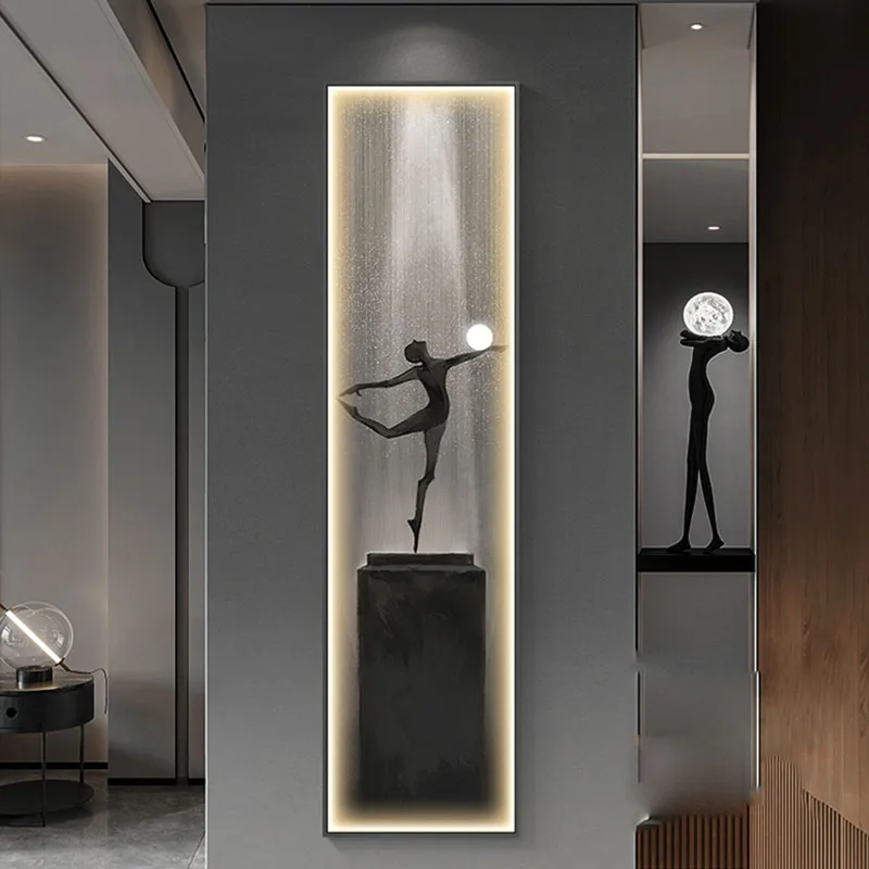 arte minimalista moderna pintura decorativa figura pendurada sentido high end luz led esbelta lampada de parede e27 01