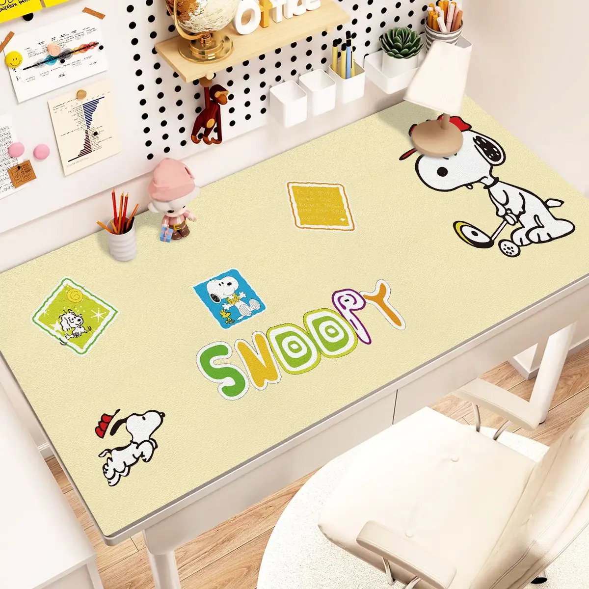Cartoon Mouse Pad Cute S-Snoopy Leather Mouse Pad Extra Large Cute Pie Star Mouse Pad Pink Keyboard Pad PU Office Y2K Desk Pad view 4