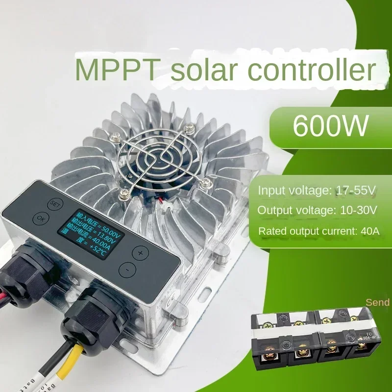 600W Step-down MPPT Solar Charging Controller 10-30V Voltage Adjustable with Display Photovoltaic Lithium Battery