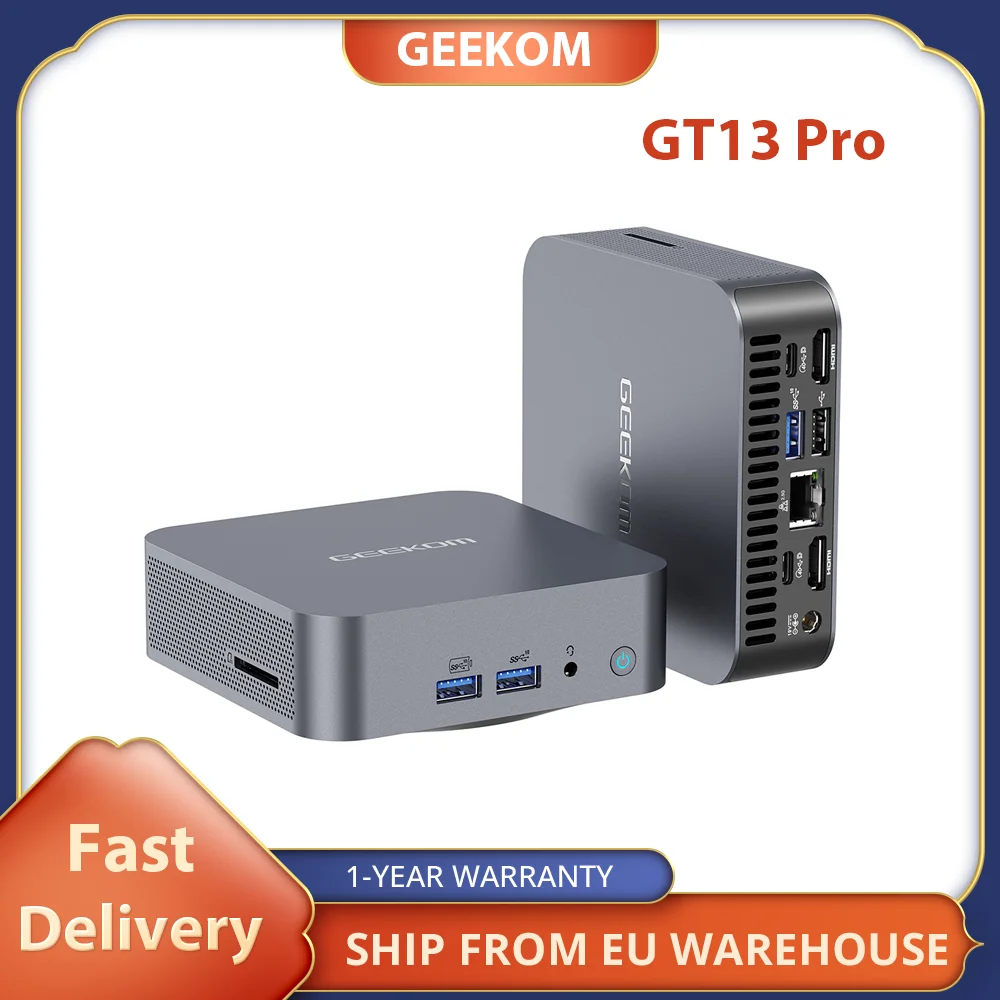 GEEKOM GT13 Pro Mini PC, Intel Core i7-13620H 10 Core Max 4.9GHz, 32GB RAM 1TB SSD, 2*USB 4 Type-C, WiFi 6E Bluetooth 5.2