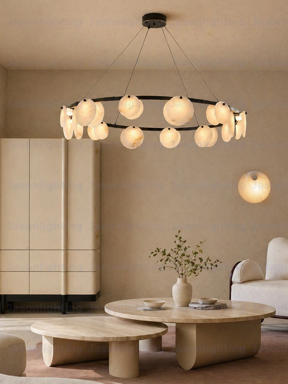 Marble LED Chandelier Alabaster Pendant