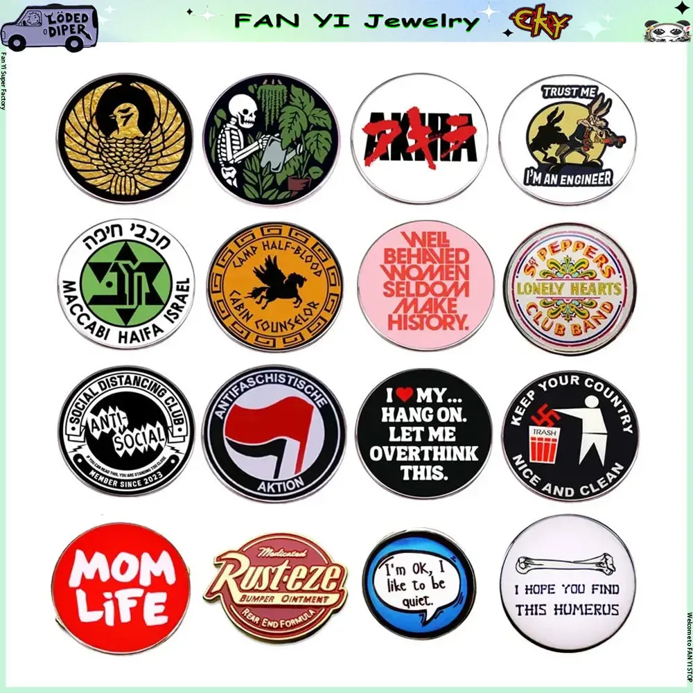 

Quotations Encouraging Metal Enamel Pins High Quality Round Lapel Brooch Hoodie Backpack Hat Decorative Accessories Fans Gift