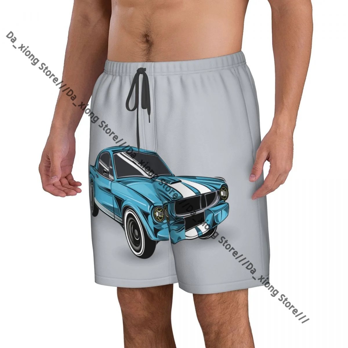 Man Swimwear Old School Car Muscle Car Swim Shorts Trunks Beach Board Shorts Swimming Swimsuits