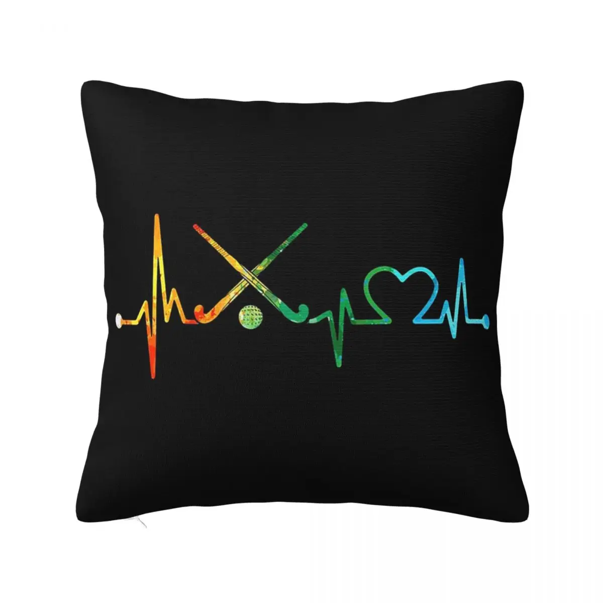 Field Hockey Heartbeat Watercolor Square Pillowcase Pillow Cover Cushion Decor Comfort Throw Pillow for Home Living Room