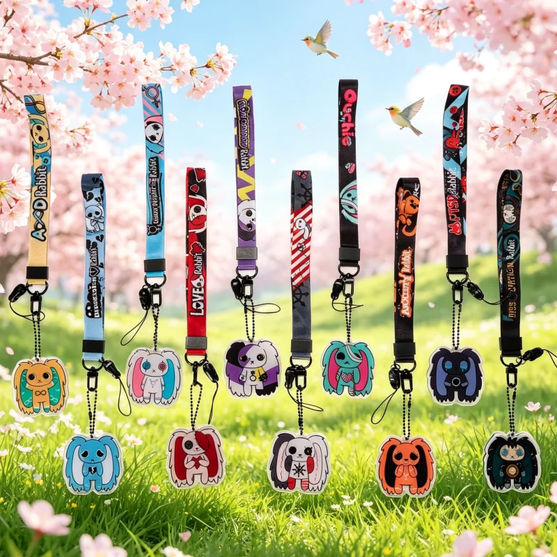 

Плюшевый кролик-антистресс с акриловым брелоком-подвеской и держателем для ID-карты, ремешок для телефона, для ключей, для повседневного использования, подарок для девушки