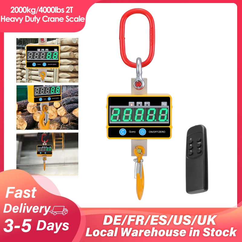 Escala de Guindaste Digital de Alumínio com Controle Remoto Compact Hanging Scale Display Led Heavy Duty 2000kg 4000lbs 2t Ocs-sa tipo