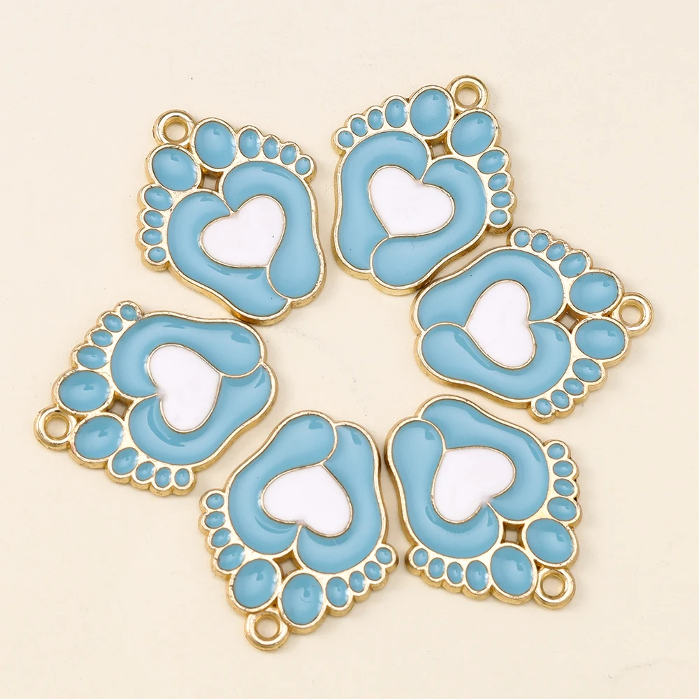 10 stks/partij Emaille Baby Doek Bedels Hangers Leuke Bib Baby Voeten Sokken DIY Armband Ketting Sieraden Bevindingen Accessoires
