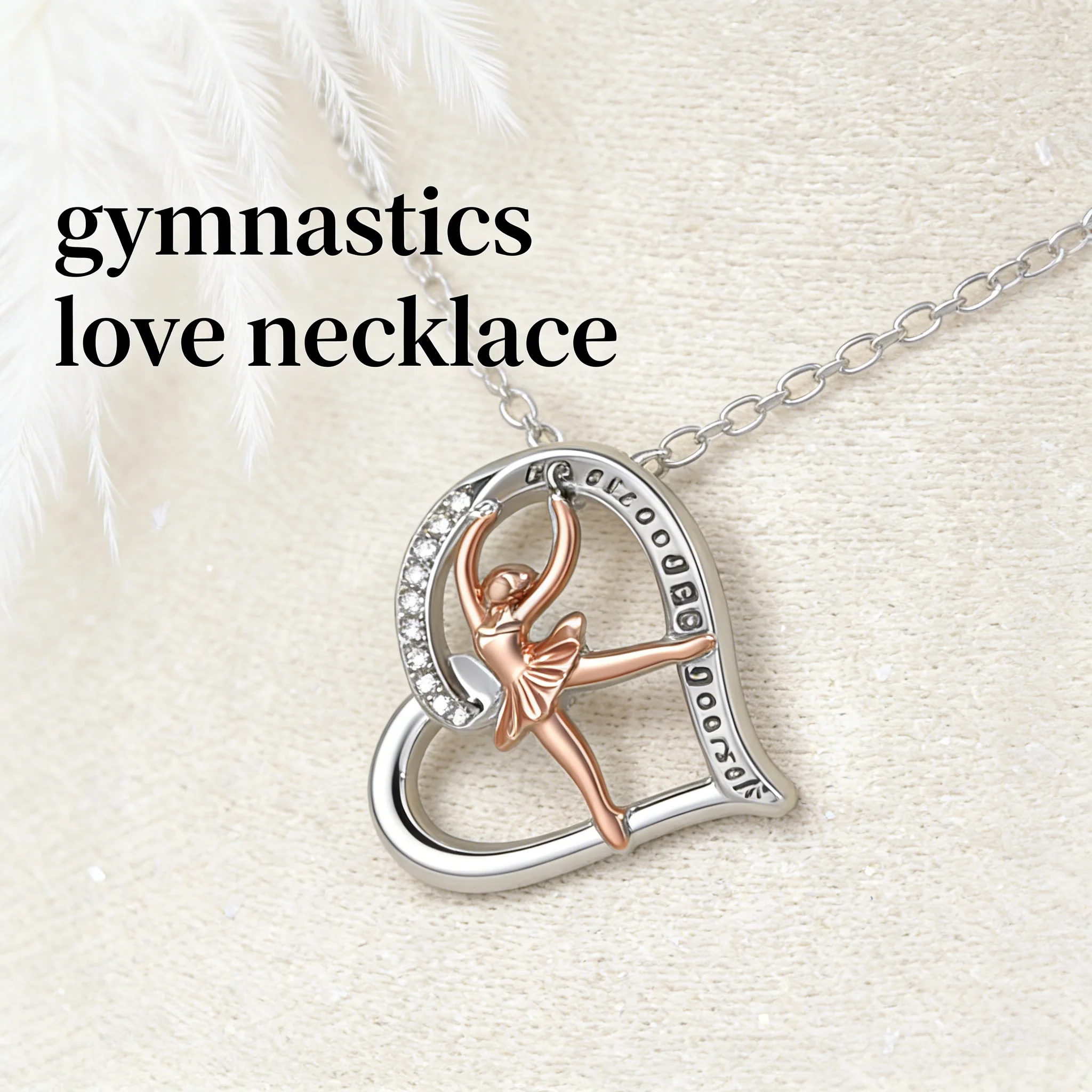 Zinc Alloy Two-Tone Ballerina Heart Necklace 