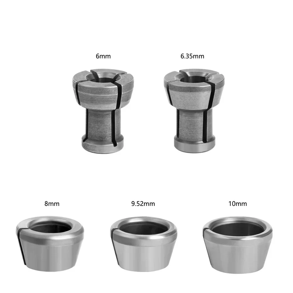 2PCS 6/6.35/8/9.5/10mm Collet Chuck Adapter Engraving Trimming Machine Router  Wood Router Split Bushing Converter