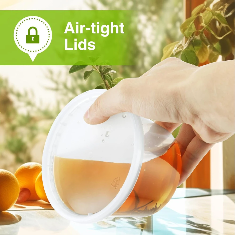 حاويات تخزين المواد الغذائية مع أغطية 8/16/32 أوقية أكواب ديلي الفريزر خالية من مادة BPA حاوية الوجبات الجاهزة مانعة للتسرب إعداد الوجبات آمنة للميكروويف #3