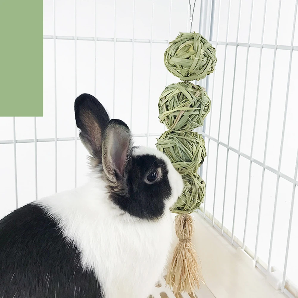 Natural Straw Ball Hanging String Pet Rabbit Molars Toys To Relieve Boredom Hamster Accessories Pet Products Wholesale
