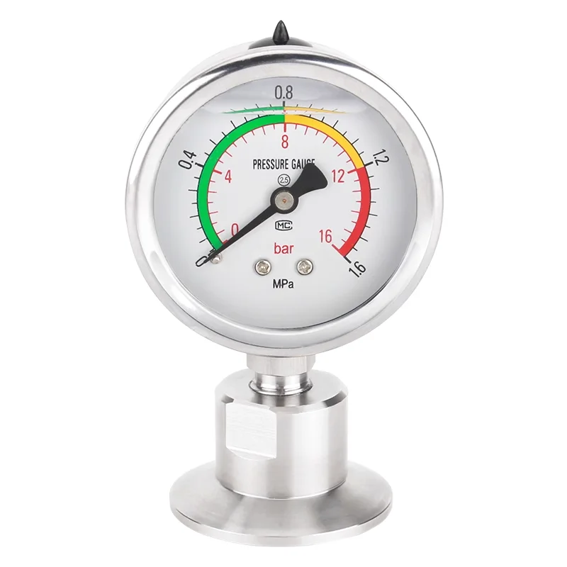 

Sanitary Diaphragm Pressure Gauge YNTP60BF Stainless Steel Shock Resistant Diaphragm Quick Installation Clamp Chuck 50.5/64