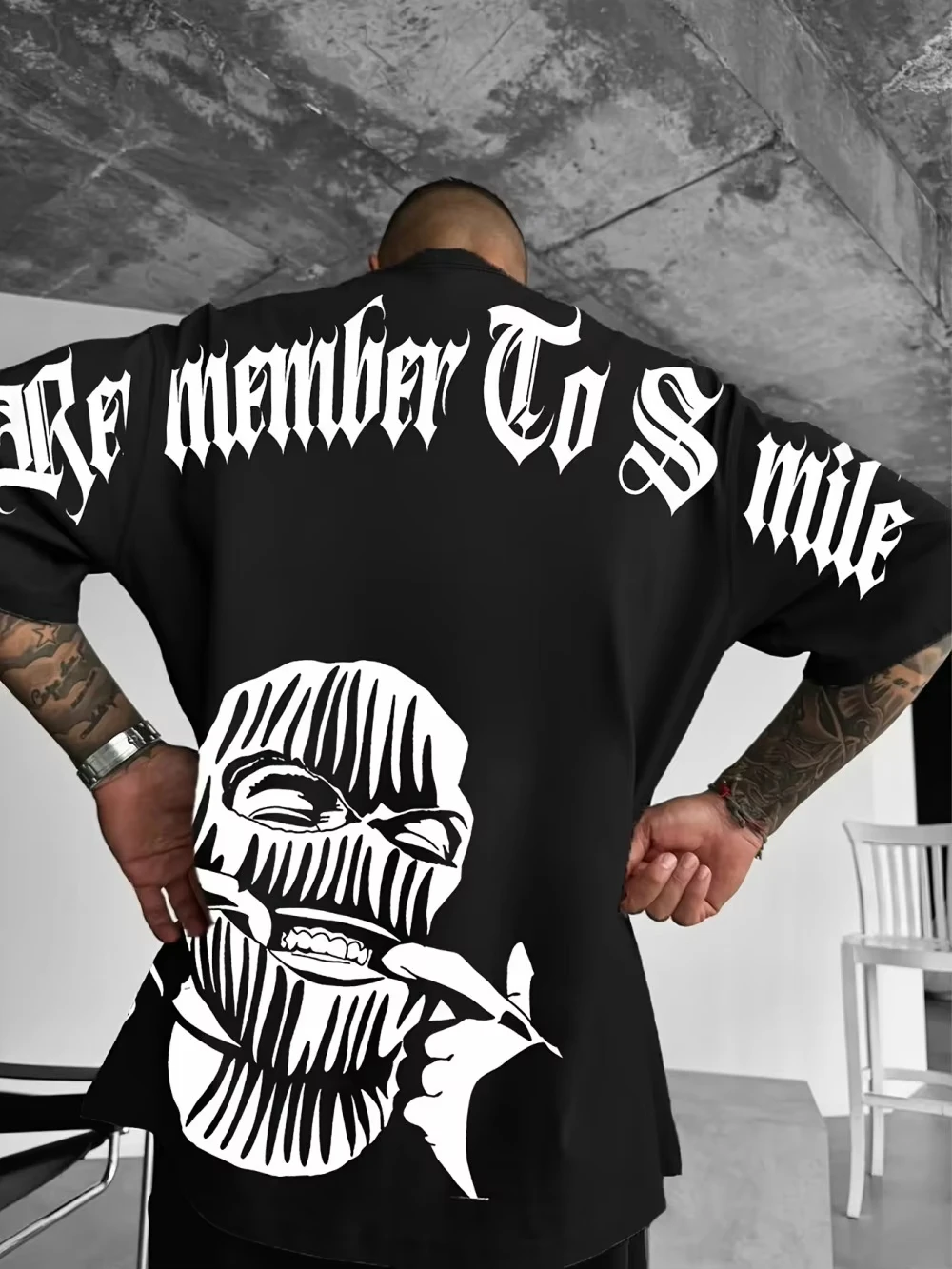 European And American Men's Summer Gothic Letter Figure 3D Print Comfortable And Breathable Round Neck T-Shirt Outdoor Street To