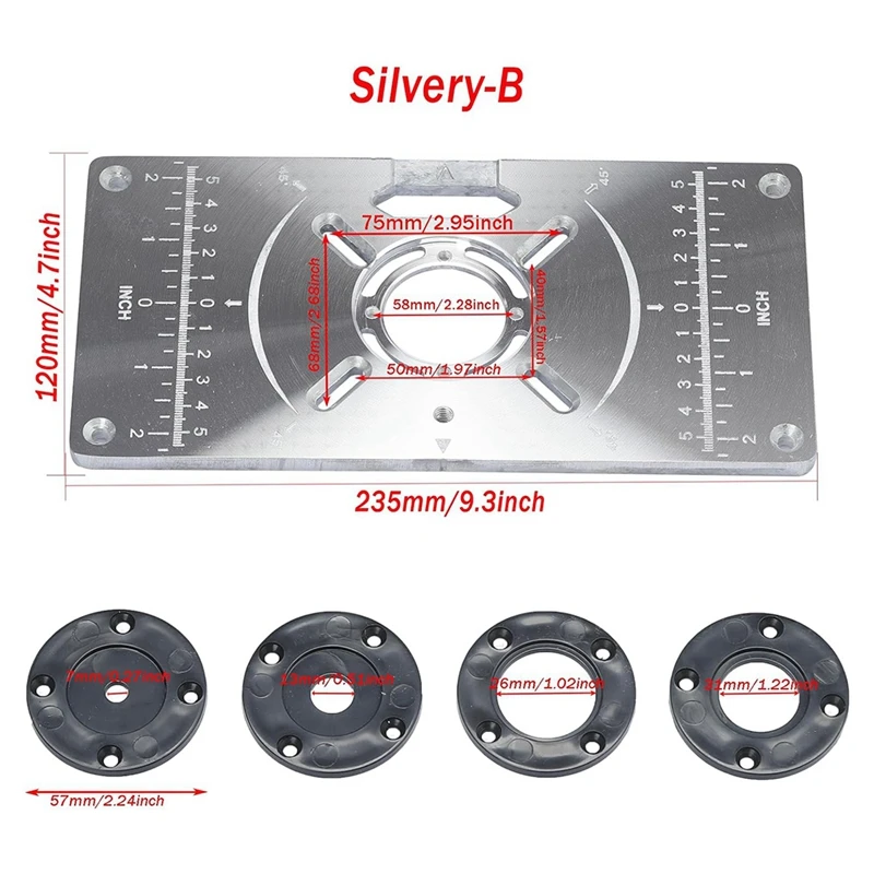 라우터 테이블 삽입 플레이트, DIY 라우터 테이블 삽입 플레이트, 목공 벤치용, 테이블 상단 삽입 장착 플레이트, 내구성