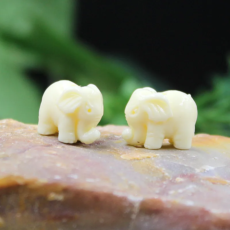 DW22 10Pcs Petite Polychrome Minimalist Mini Little Elephant Bead Crafts Cute Charms Spacer Jewelry Beads DIY Necklace Bracelet
