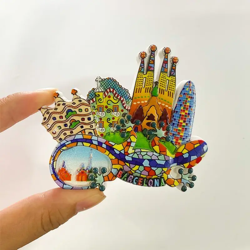 Barcelona, Spain Tourist Souvenir Refrigerator Magnet Creative Decoration Resin Magnetic Sticker Personalized Gift