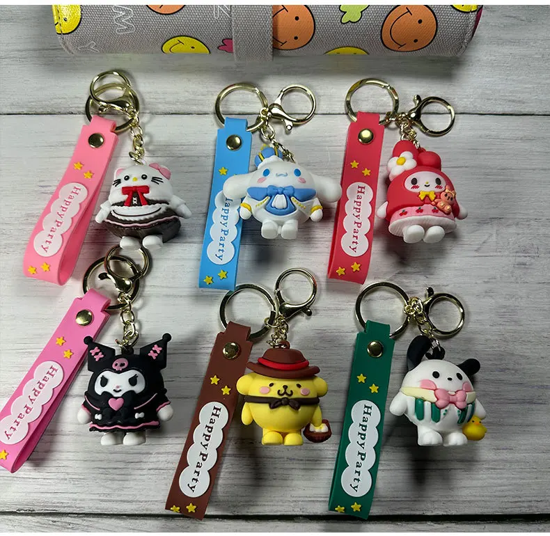 

Sanrio Kuromi Cartoon Keychain Toy Cute Cinnamoroll Girls Couple Pendant Bookbag Anime Pendant Keychain Small Gift For Childrens