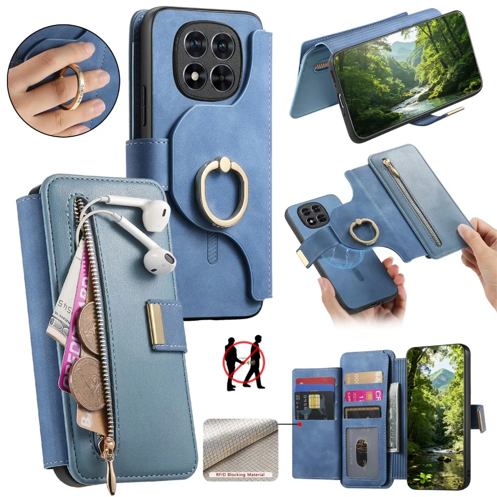 

For Xiaomi Redmi Note 15 Pro Plus 5G 2In1 Detachable Leather Zipper Wallet Case Redmi Note 15 Pro 4G Case Note 15 Pro+ Cover