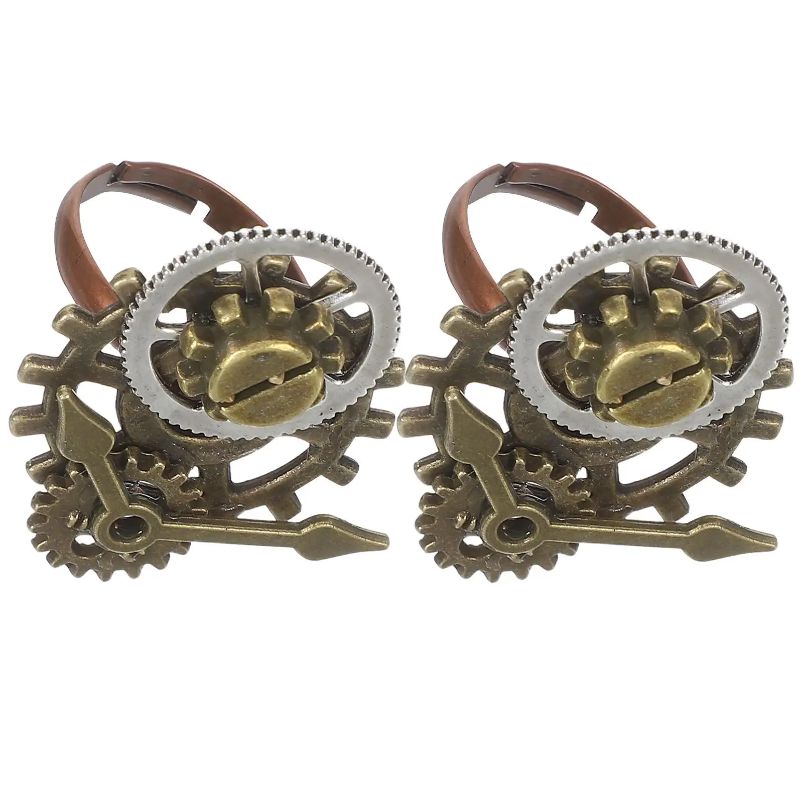 

2PCS Vintage Metal Punk Finger Clock Accessories for Women Men Classic Fashion Durable Practical Gifts