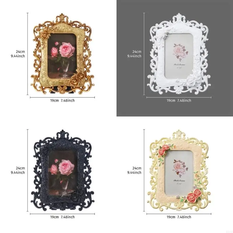 Retro Picture Frame,Mini Antique Ornate Photo Frame for Tabletop Wall Display,Old Fashioned Photo Gallery Art Decors B03E
