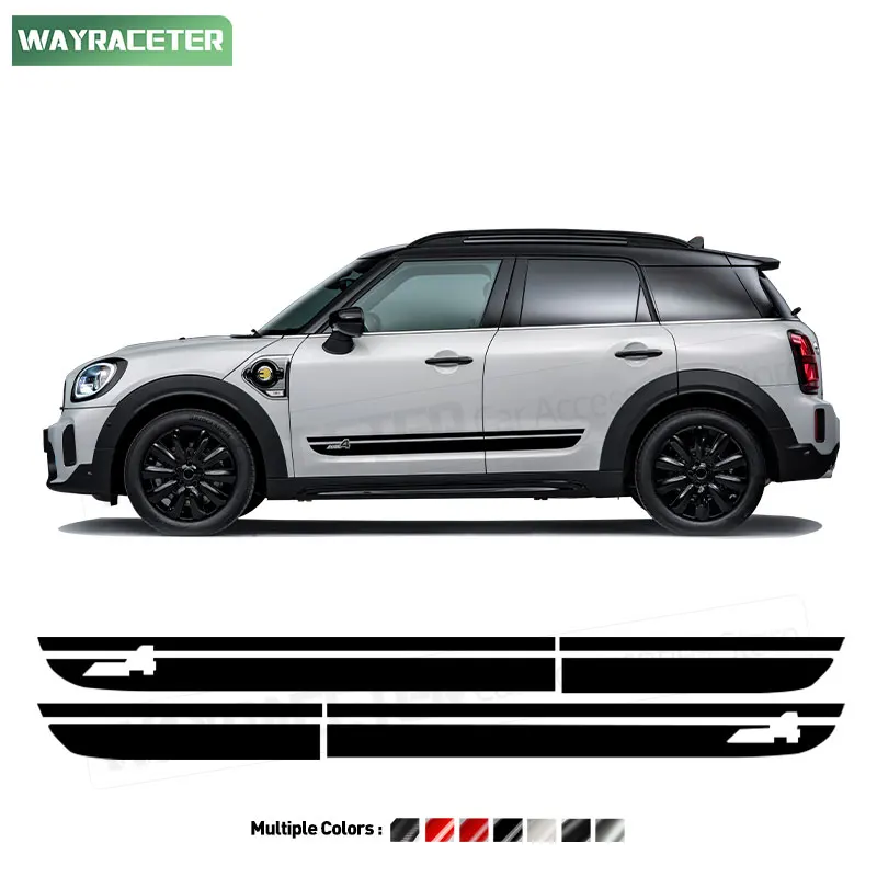 

2 Pcs Door Side Stripes Skirt Sticker Carbon Fiber Vinyl Decal For MINI Countryman F60 ALL4 Cooper S JCW 2017-2023 Accessories