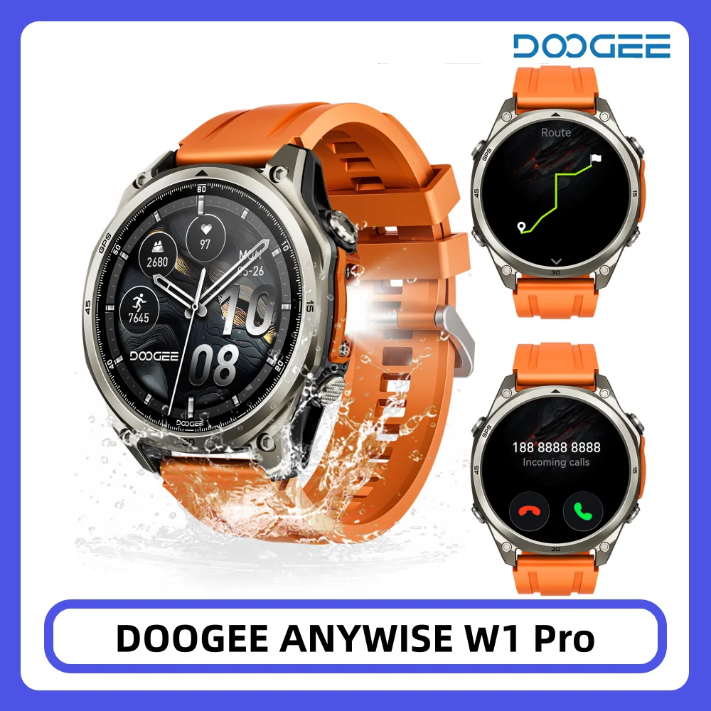 Montre connectée DOOGEE ANYWISE W1 PRO 1,43'' Résistance à l'eau 5ATM 178 modes sportifs Surveillance de la santé Capteur géomagnétique Cartes hors ligne