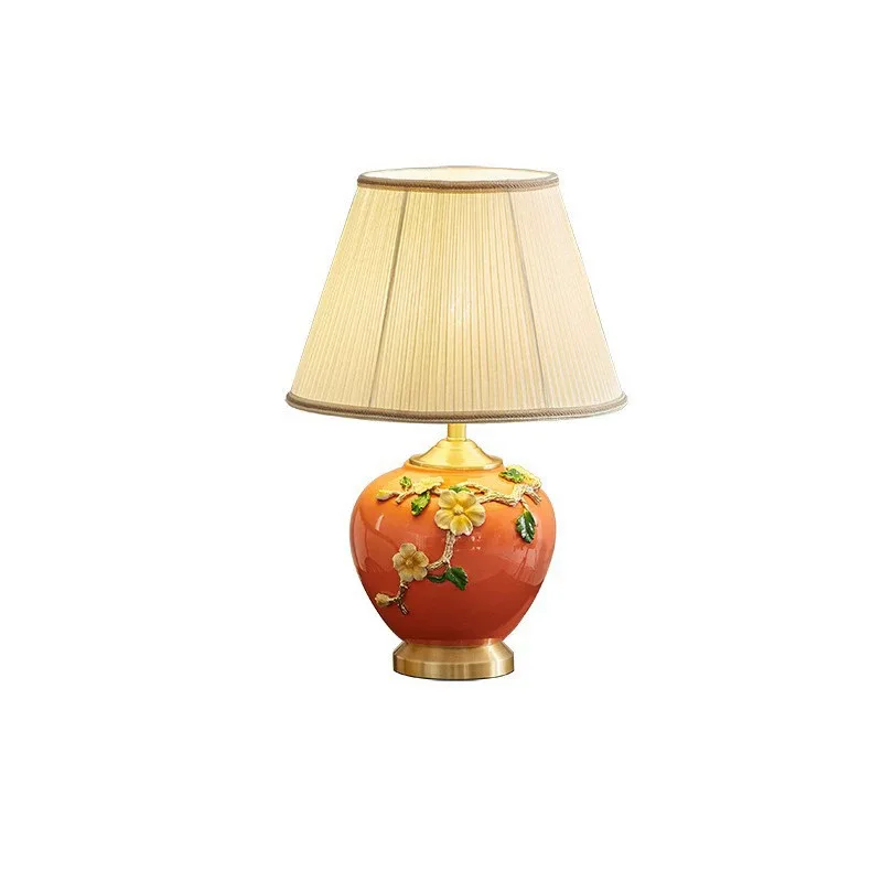 All copper table lamp enamel color ceramic living room bedside table lamp