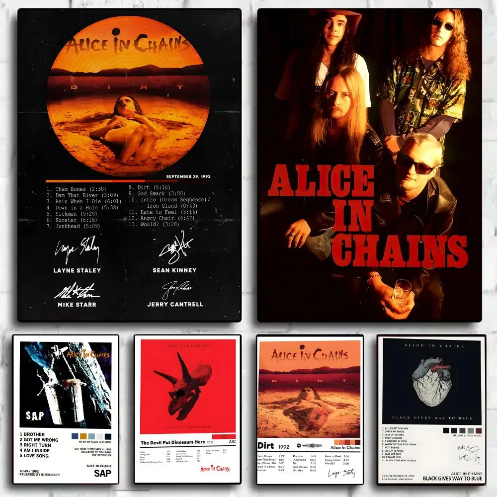Póster de álbum clásico de Band A_Alice in C_Chains, pegatinas decorativas para pared, Mural, impresión fotográfica para decoración del hogar, sala de estar y pasillo
