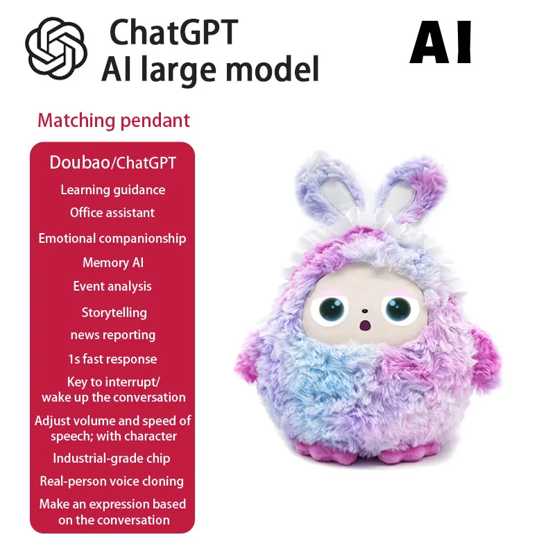 AI Plush Toy W/Smart Voice&LED Eyes,Interactive Companion for Kid/Adult‌Gift-ReadyRechargeable E-Pet open up fun life W/Tuya App