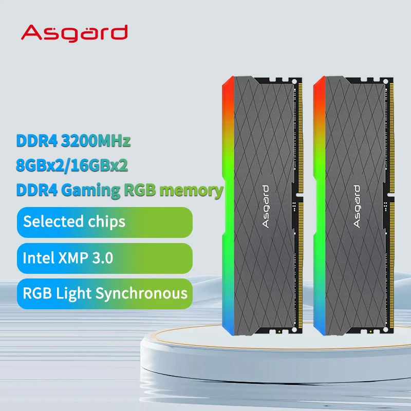 Asgard 메모리 램, DDR4 램, RGB 8GB x 2 16GB x 2, 3200MHz ddr4 램, 1.35V DIMM 게임용 컴퓨터 