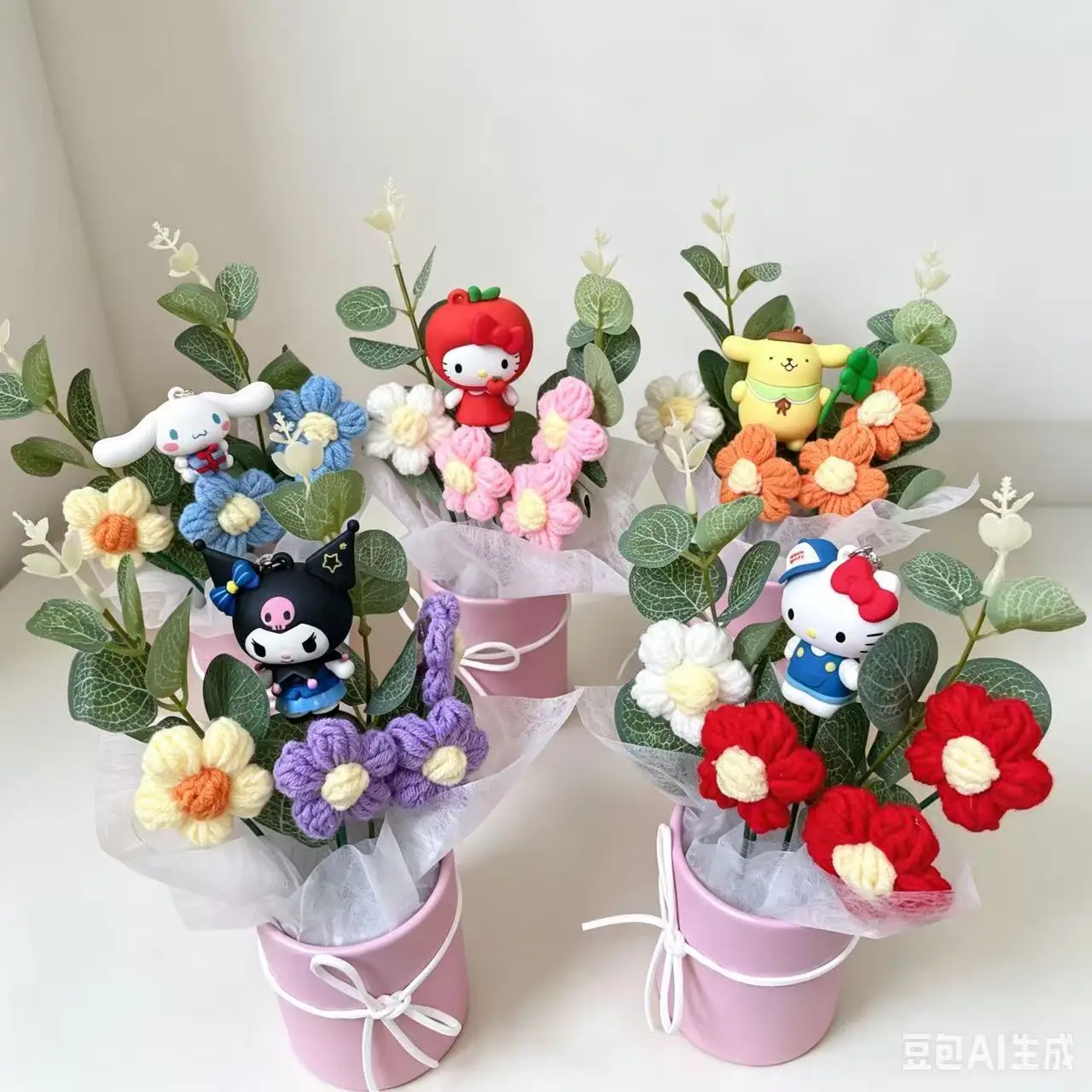 Genuine Sanrio Characters With Artificial Flower Creative Hugging Bucket Bouquet Christmas Valentine Birthday Gifts For Girls image 5