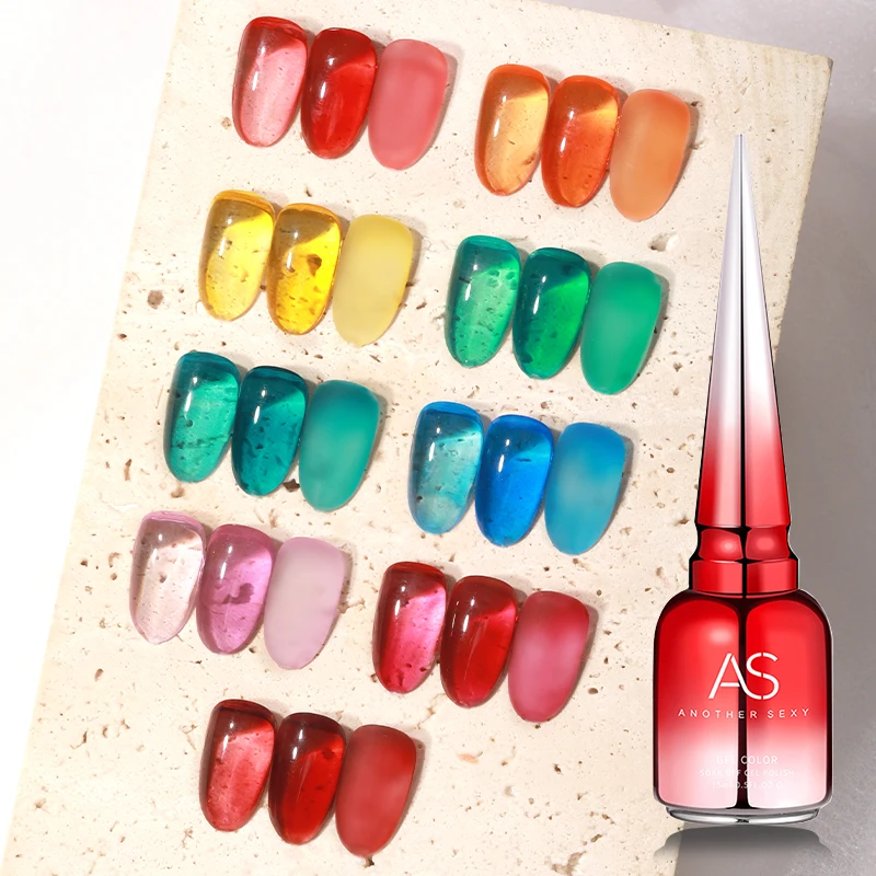 AS Jelly Gel Nail Polish Red Crystal Translucent Dull Color Nail Art Gel Semi Permanent Varnish Soak Off UV LED Gel Polish