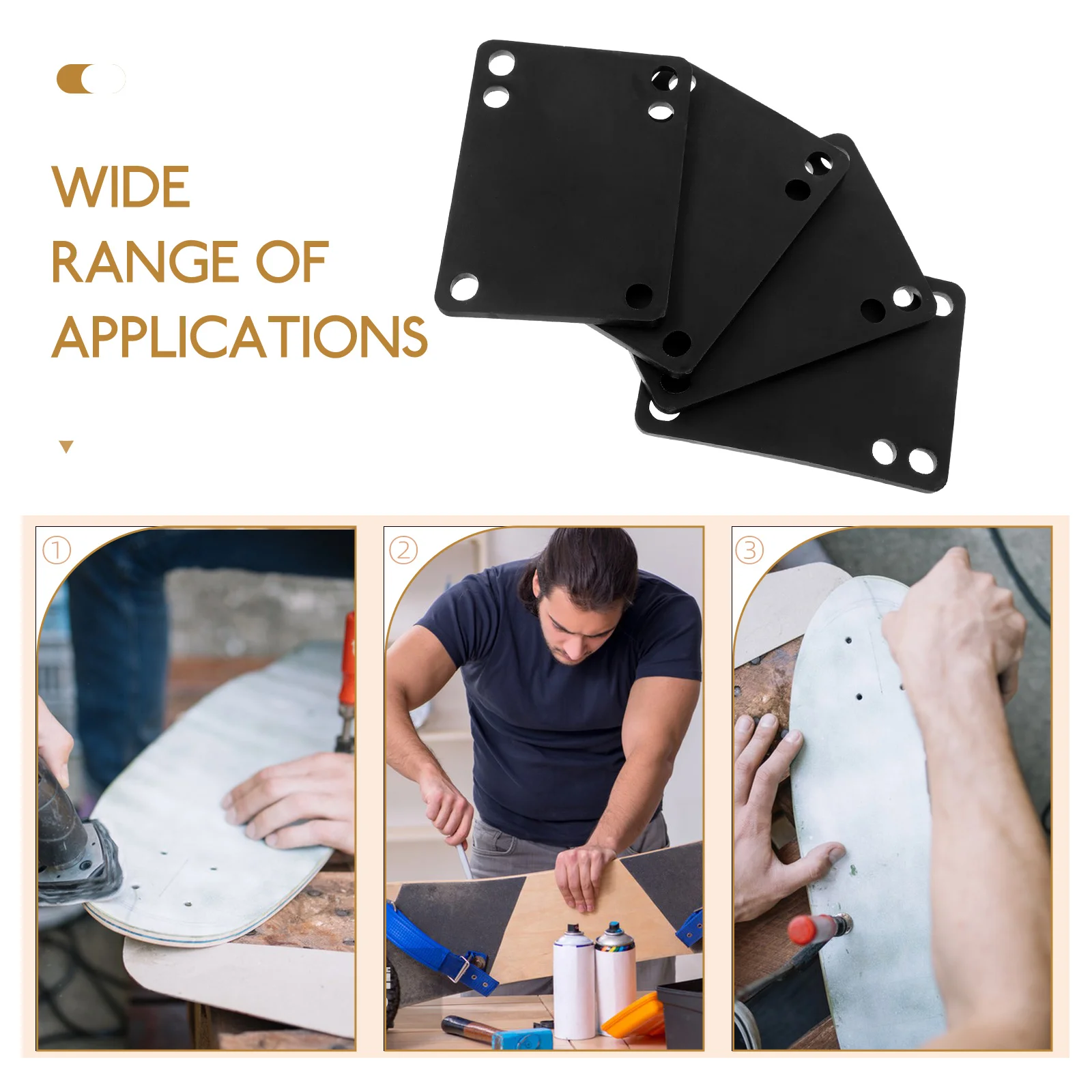 

4 Pcs Shock Absorption Riser Pads PP Material Skateboard Damping Cushions Heightening Pads for Land Surfboards Damping