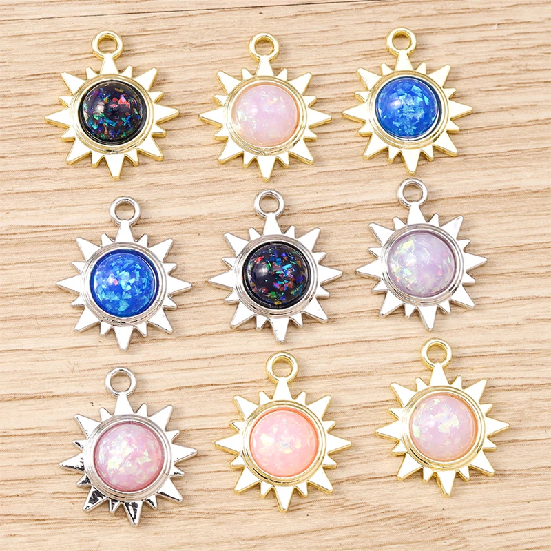 5 Stück niedliche, gemischte Metallanhänger in Form von Sonne und Wolken zum Basteln von Schmuck, Halsketten, Ohrringen, Armbändern und für DIY-Handarbeiten. – Detail 6