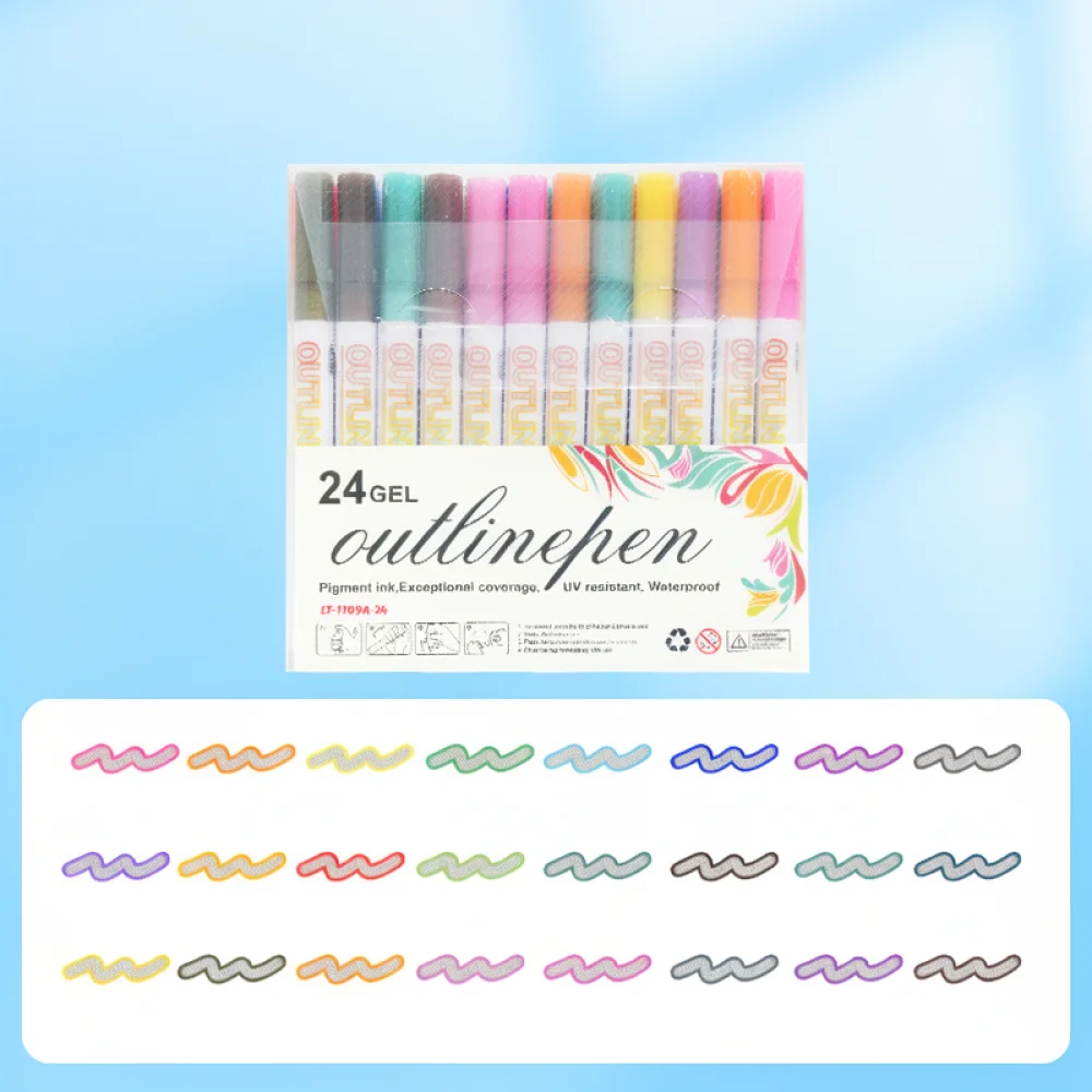 Double Line Metallic Outline Pens Glitter Markers For Student Journaling Painting School Supplies Creative Writing
