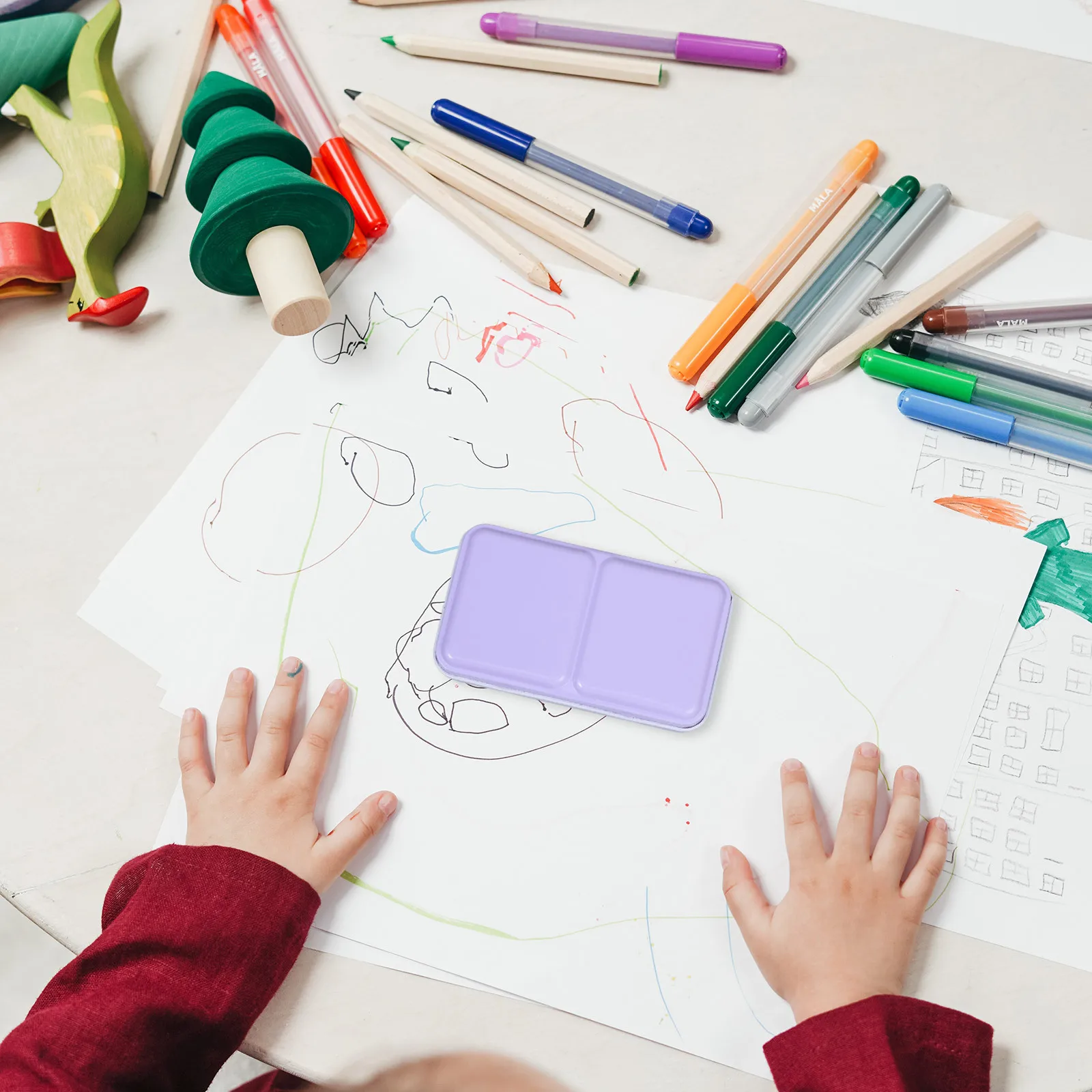 

Empty Watercolor Paint Palette Portable Metal Watercolor Palette Tin Box -Fold Design DIY Refillable Travel Painting Case