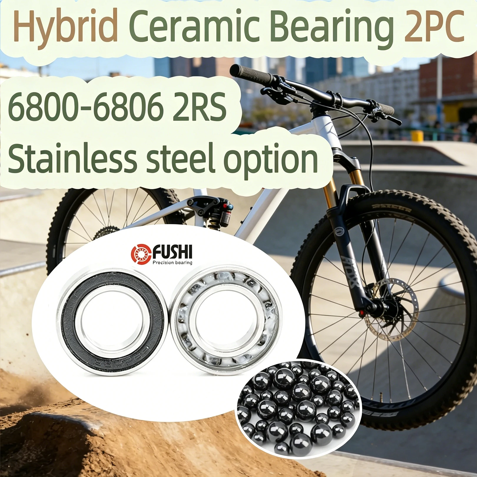 2PCS Hybrid Si3N4 Ceramic Ball 6800 6801RS 6802RS 6803RS 6804 6805RS 6806 Chrome Steel Stainless Steel Bearings 2RS S6803 S6802