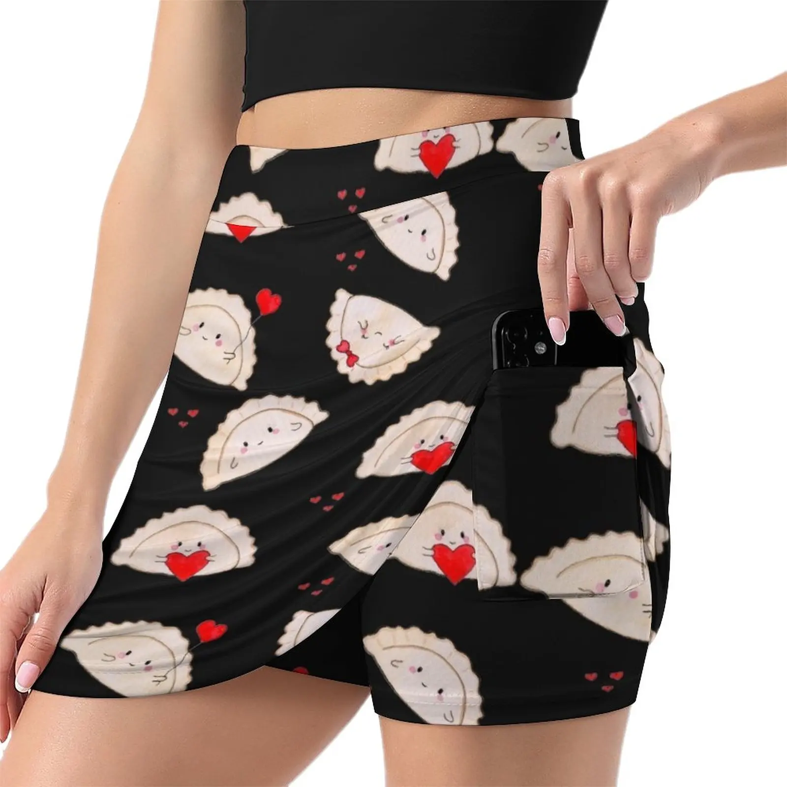 Cute little Valentine's love dumplings pierogi with hearts Light Proof Trouser Skirt new in dresses Woman clothing