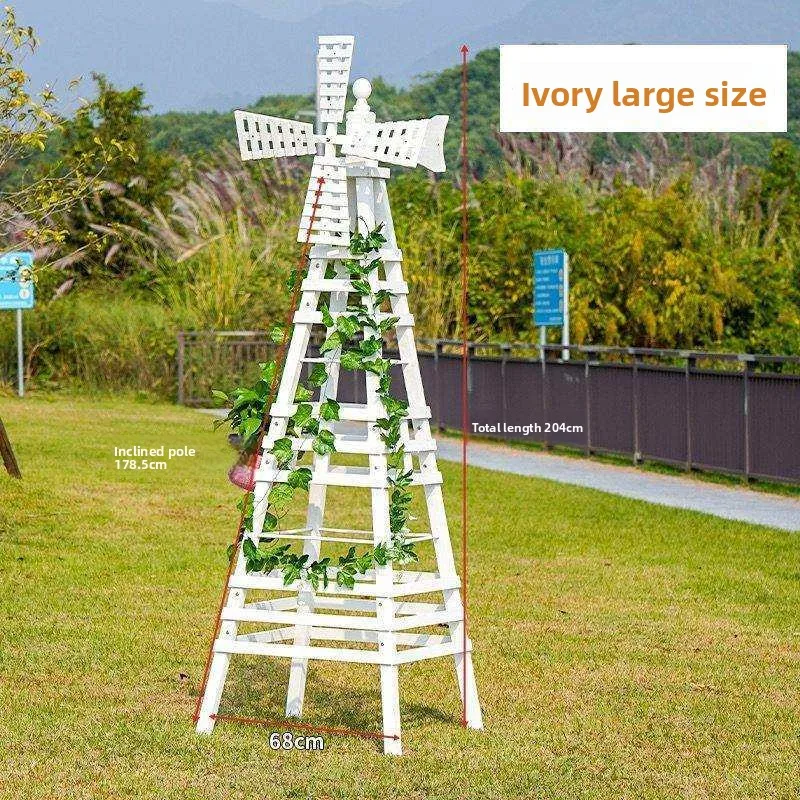 indoor courtyard villa, bed and breakfast balcony decoration windmill anti-corrosion solid wood climbing vine flower stand