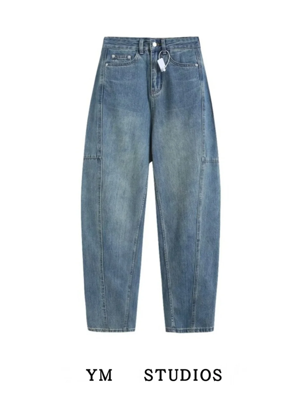 

Джинсовые джинсы с высокой талией, женские весенне-осенние широкие брюки-бананы, волшебные длинные брюки, американские косые джинсы