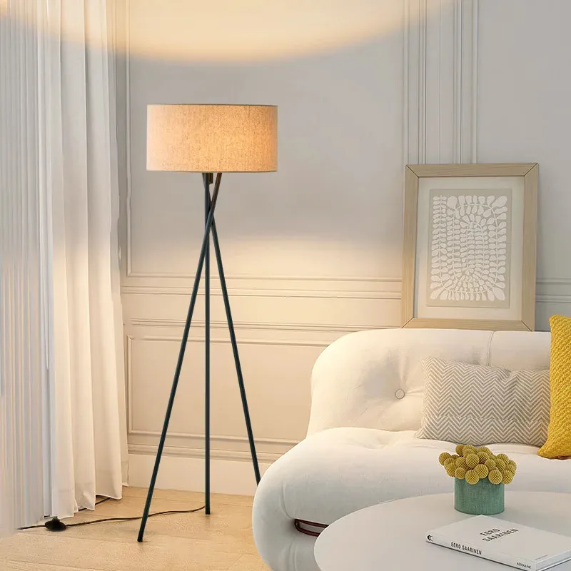 Imagem -04 - Tecido Led Floor Lamps para Sala de Estar Tripé Design Sofá Side Quarto Bedside Light Iluminação Ambiente E27