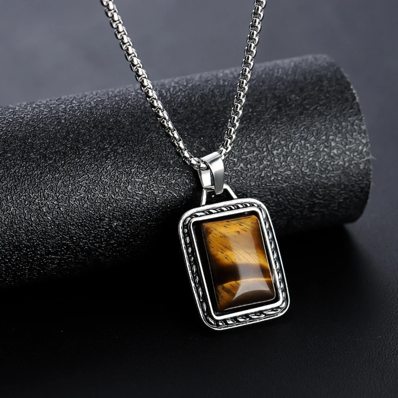 Amber Geometric Pendants Made Titanium Steel That Does Not Fade Men Women Personalized High-end Necklace Fashion Jewelry Amber Geometric Pendants Made Titanium Steel That Does Not Fade Men Women Personalized High-end Necklace Fashion Jewelry