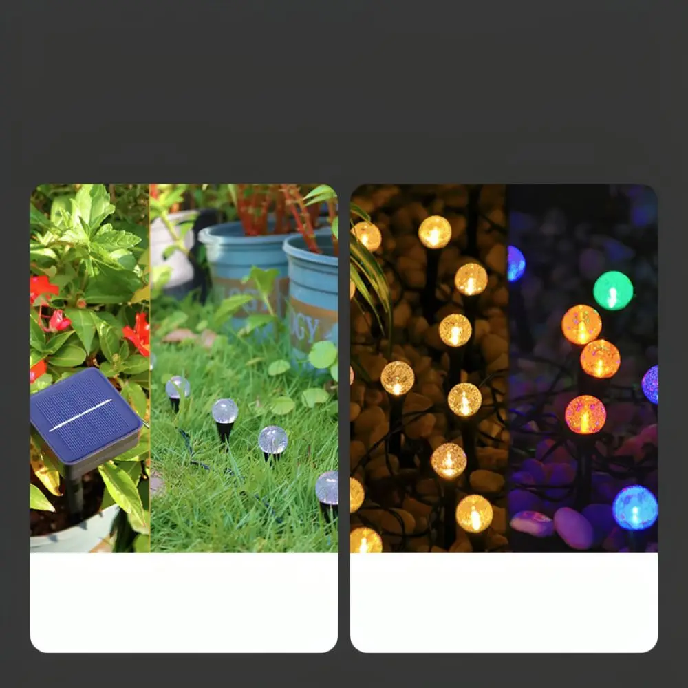 LED Solar Bubble Globe Light String Waterproof Garden Decoration Lamp For Backyard Landscape Path Pathway Holiday Decor