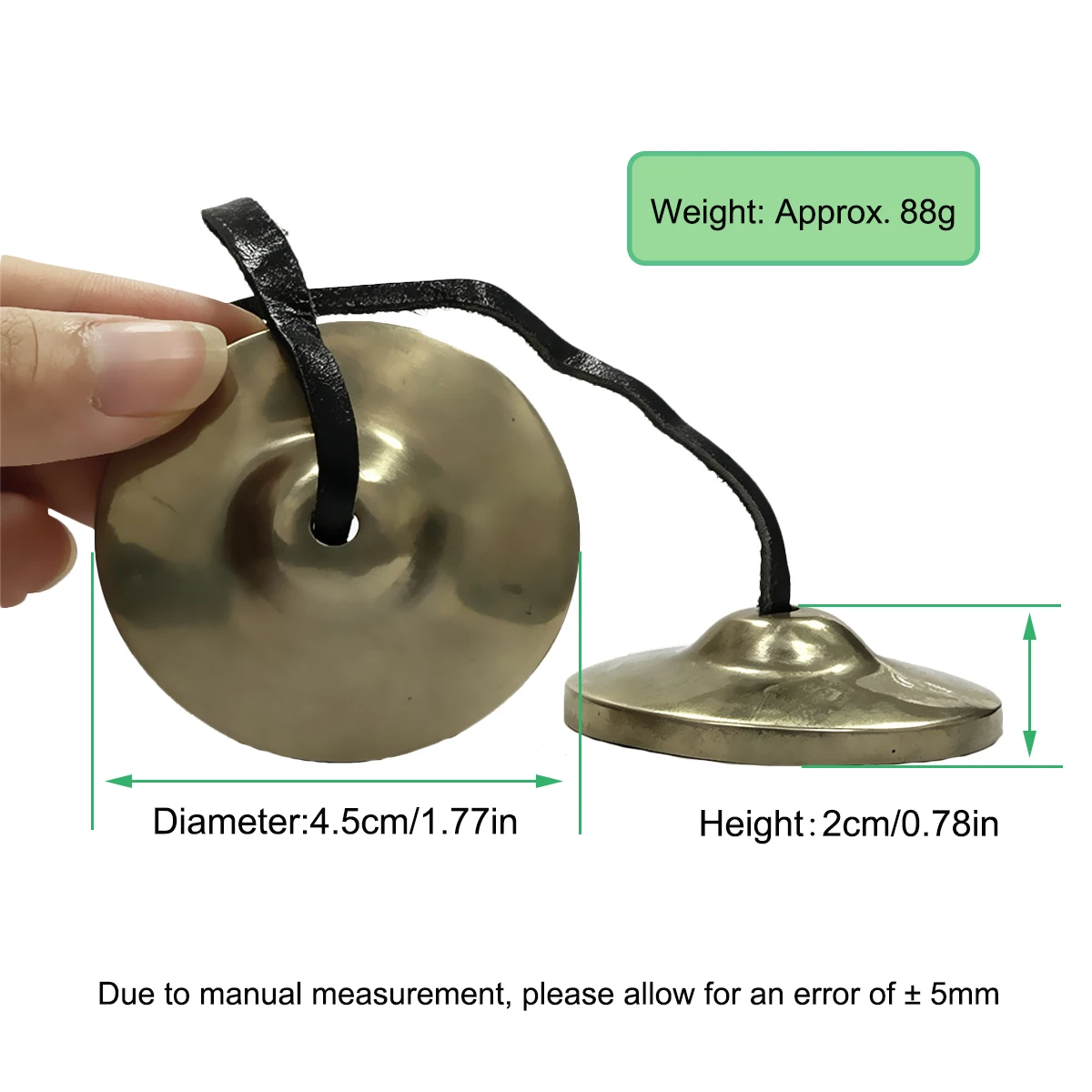 Miwayer 4.5cm Small Tingsha Cymbals Pair – White Copper Alloy, Handcrafted, Smooth Surface, with Protective Bag, for Yoga