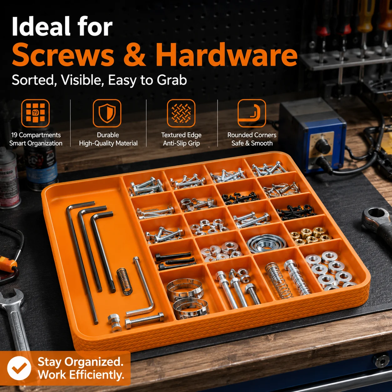 19 Compartments of Parts Storage Trays, Partition Tool Classification Trays, Jewelry, Nuts, Bolts, and Small hardware Storage
