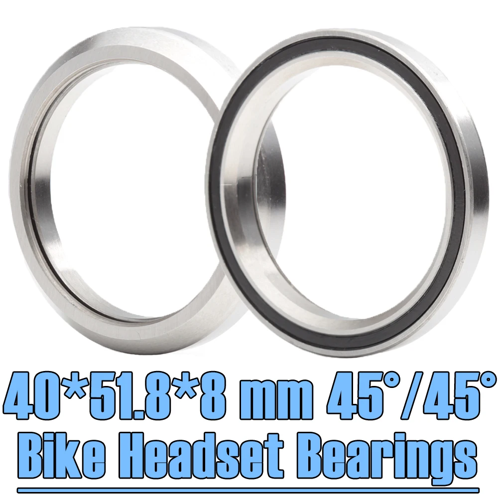 Acb518h8 rolamentos de fone de ouvido da bicicleta de estrada 40*51.8*8mm ( 2 pces) 45/45 graus chrome aço afilado superior inferior acb518 rolamento conjunto