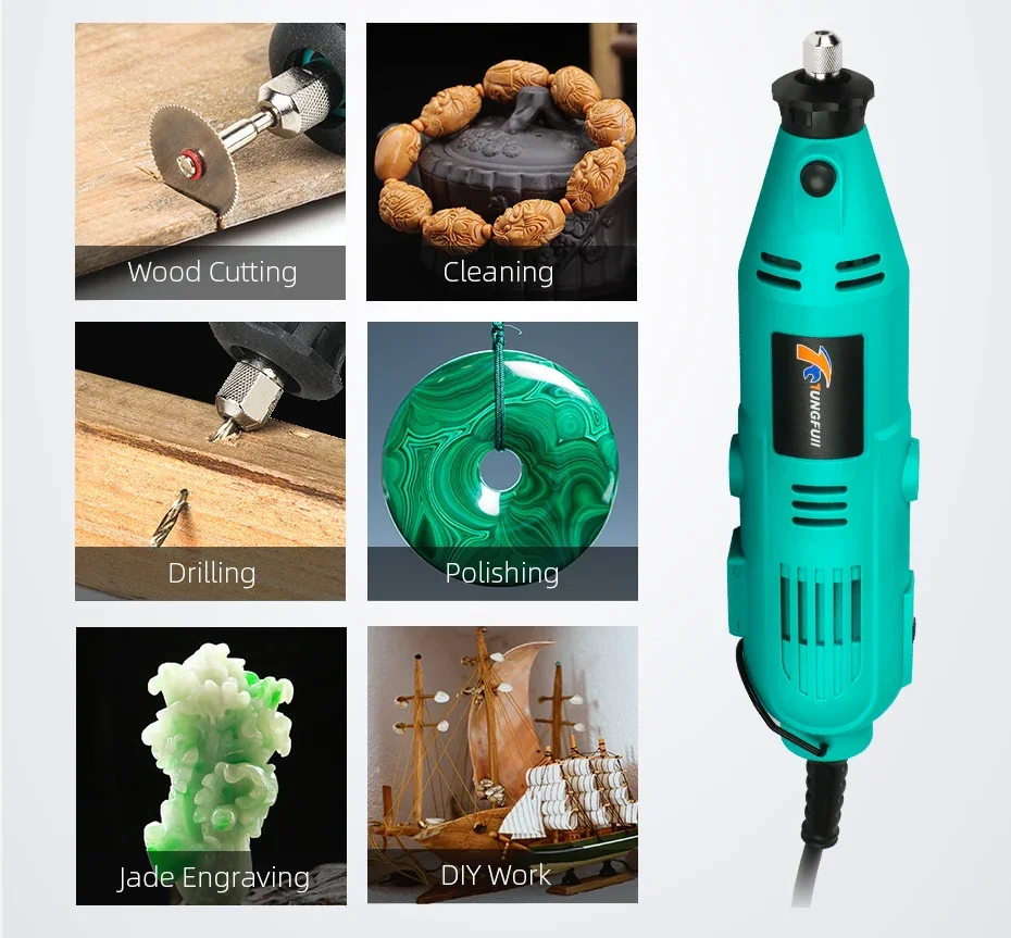 DIY Handheld Drill Power Tool Mini Grinder Electric Drill Polishing Machine Mini Rotary Tool with Dremel Accessories