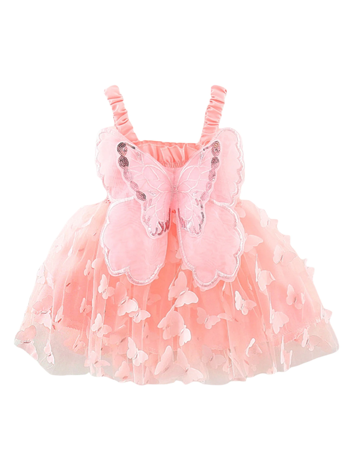 Cute and Stylish 3D Butterfly Print Dress for Little Girls