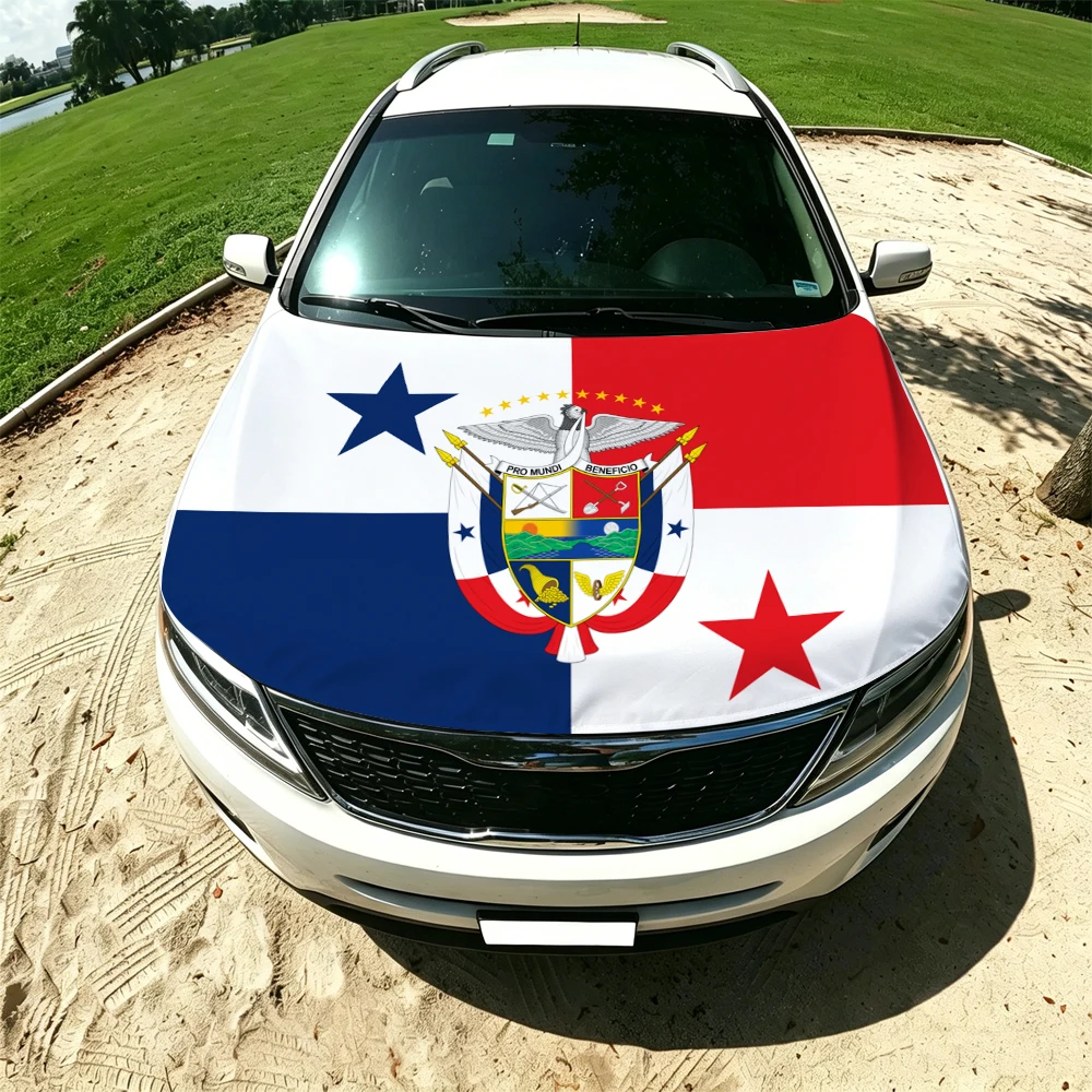 130x160cm Panama Car Hood Cover Flag, Elastic Windproof Patriotic Bonnet Banner Cheer for the competition