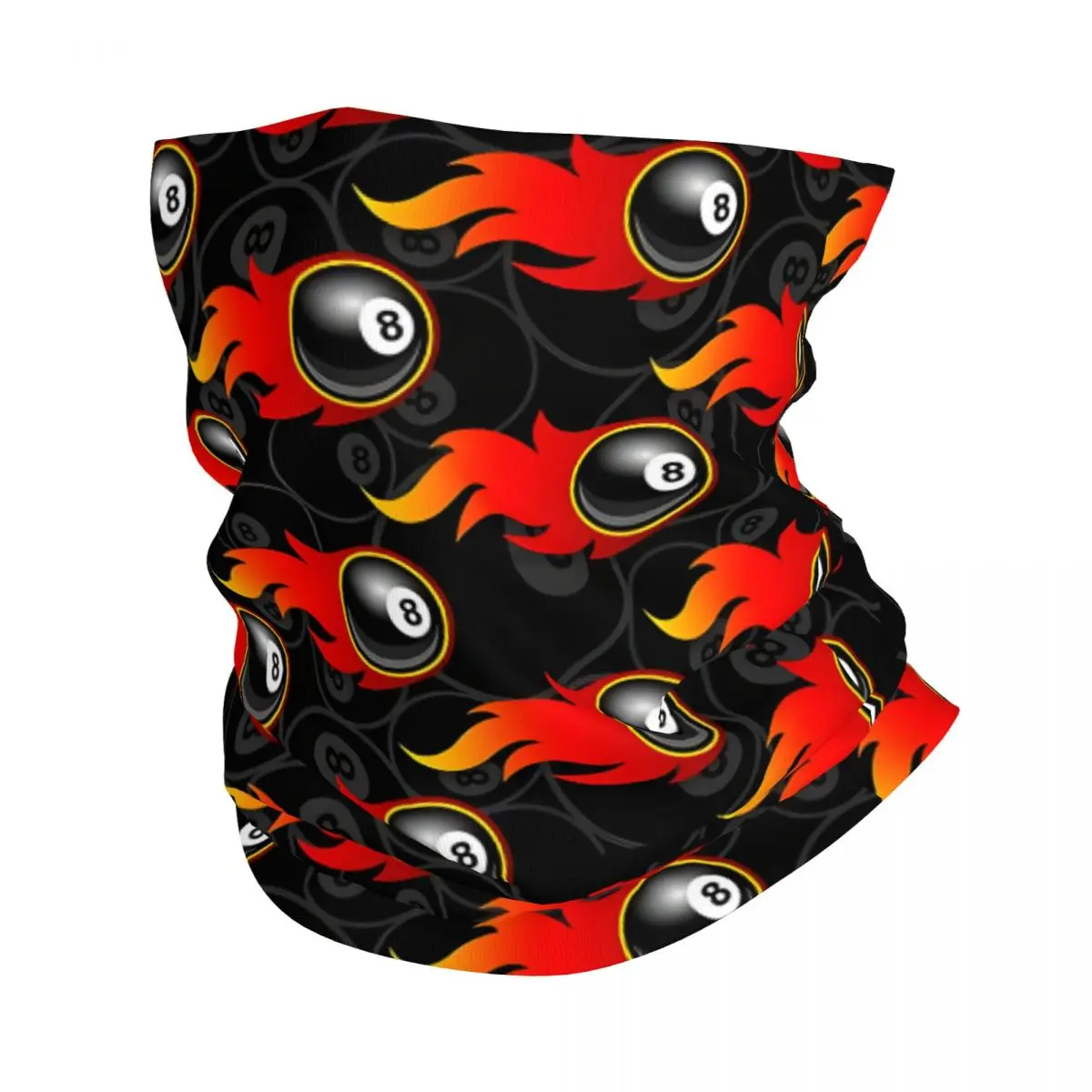 Billiards Black 8 Ball 8-Ball Pocket Pool Snooker Flaming Fire Hot Rod Flames Scarf Neckerchief Neck Face Mask Polyester